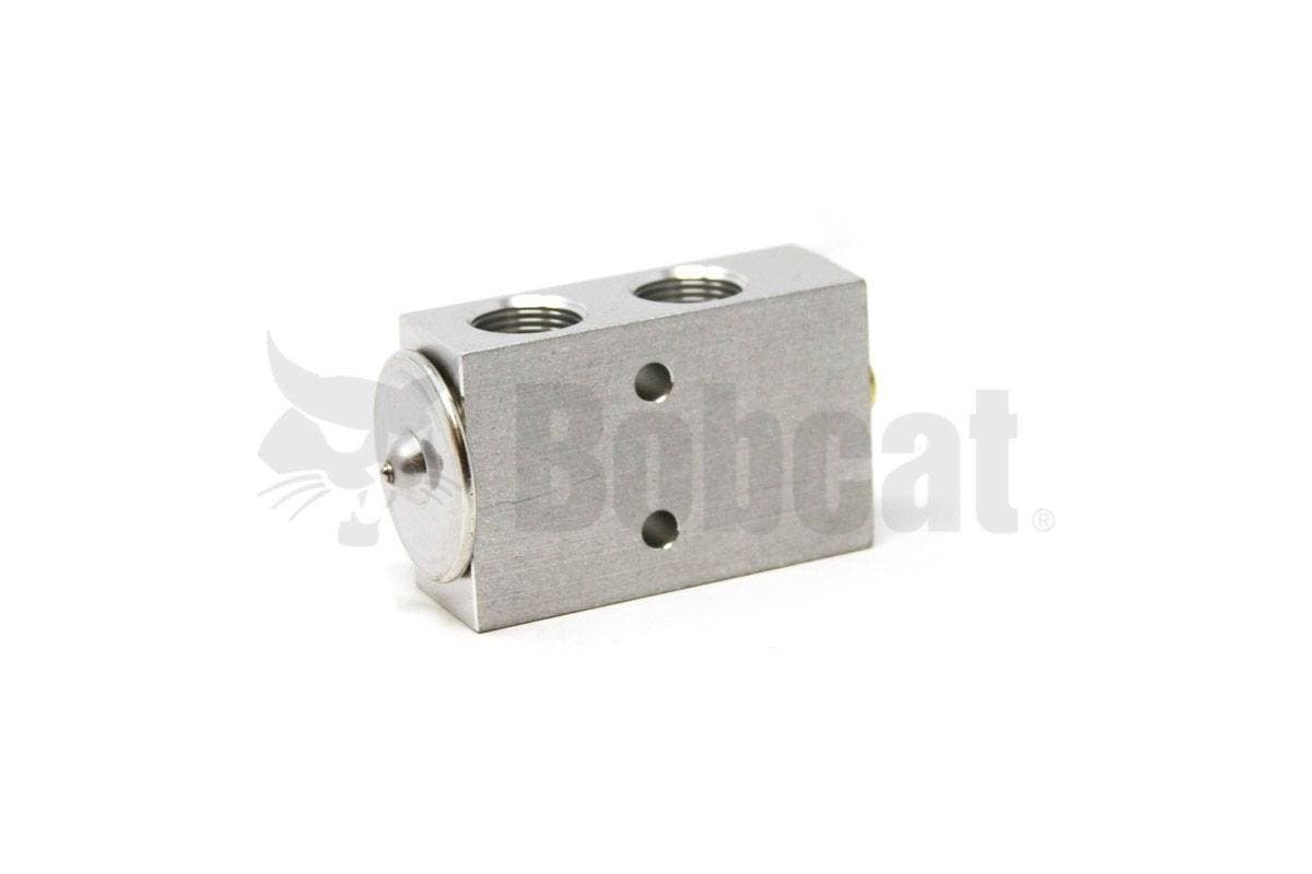 Genuine Bobcat AC Valve Block, 6675534 side with silver end. 