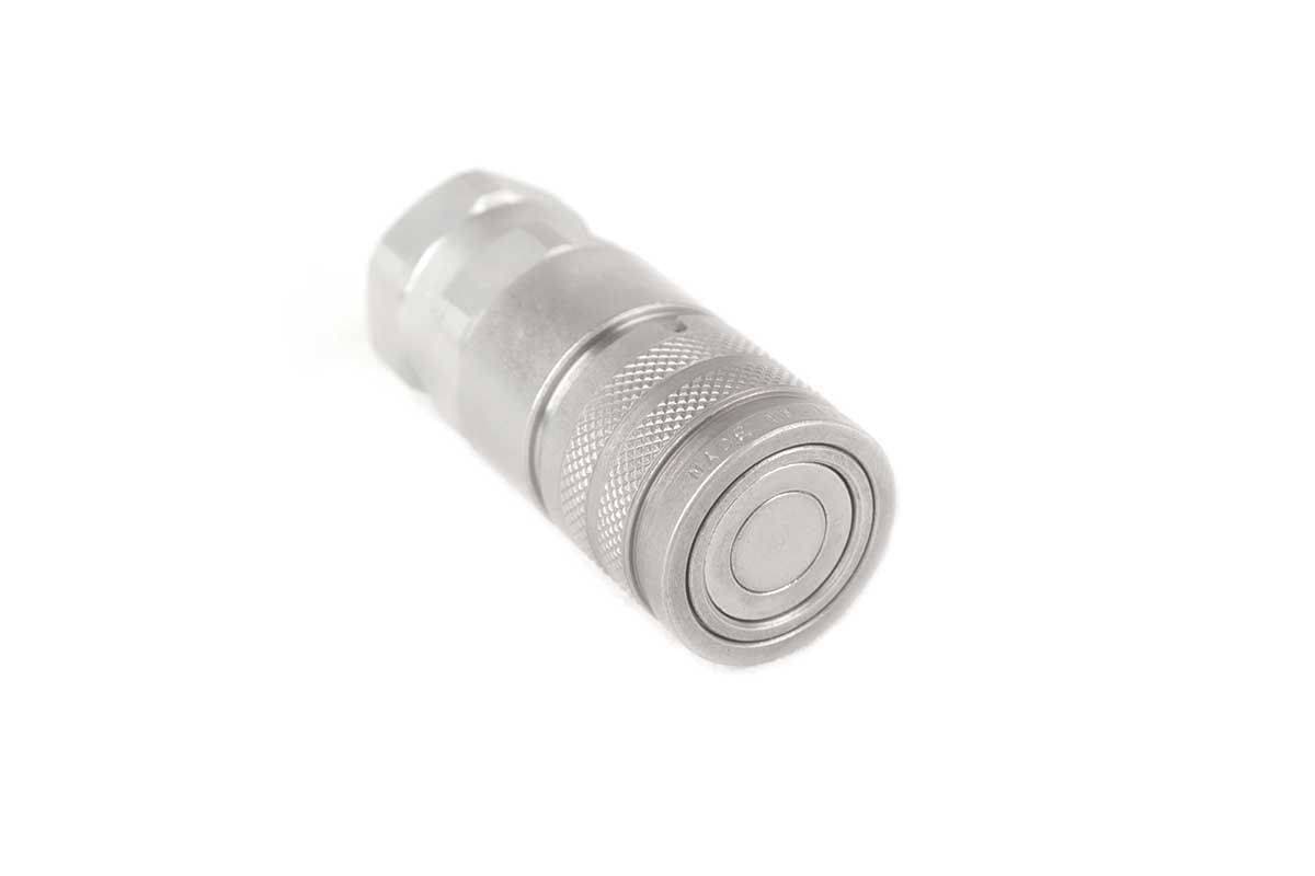 Genuine Bobcat Female Flat Faced Coupler, 1/2" body, 3/4" SAE/ORB thread, 7246790 view 1.