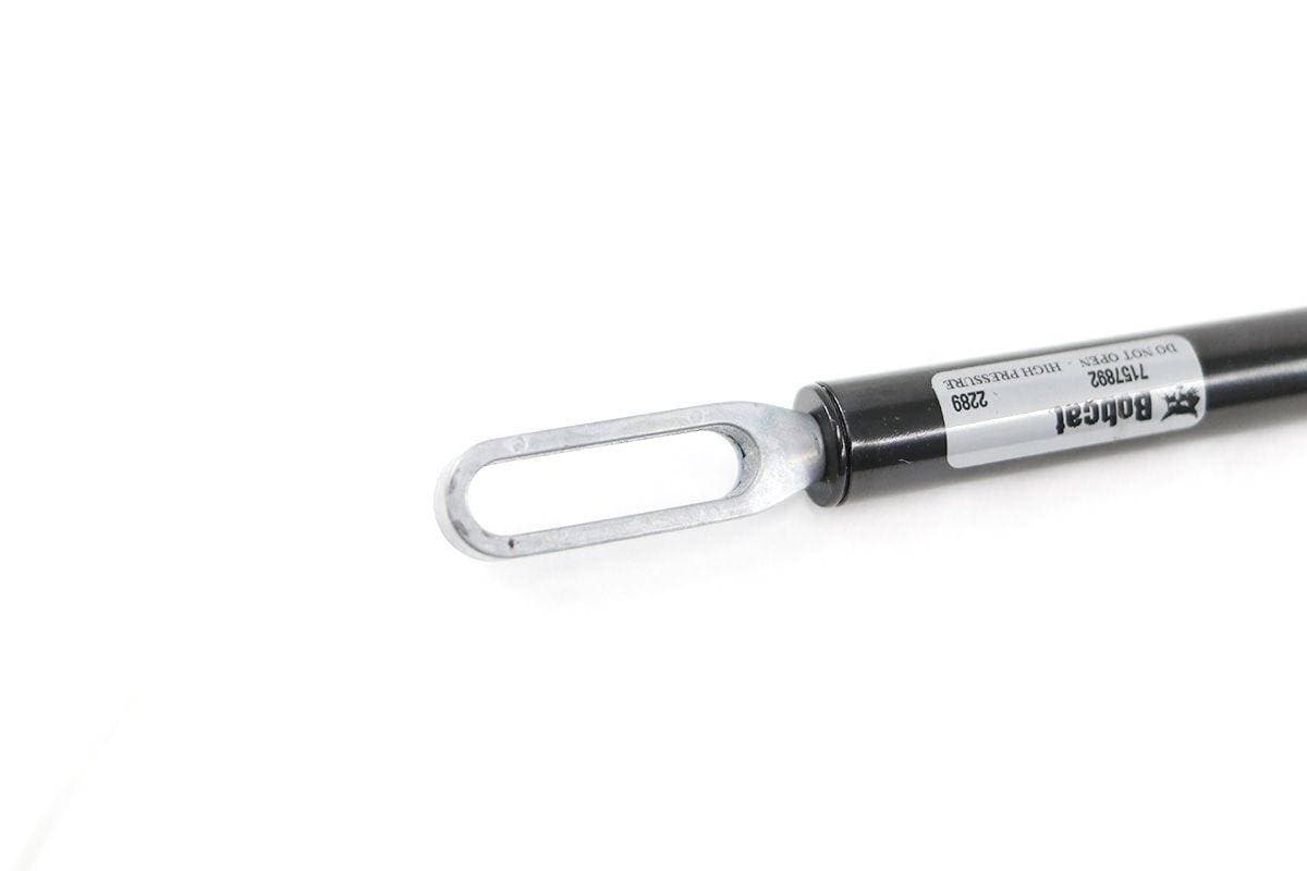 Genuine Bobcat Left Cab Lift Gas Spring, 7157891 showing close up of the rod eye.