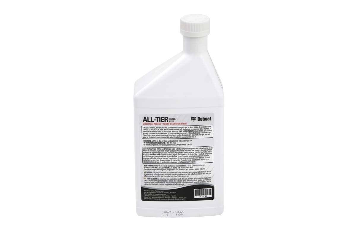 Genuine Bobcat All-Tier Fuel Treatment Additive, Winter Formula 32oz 7474798 back label