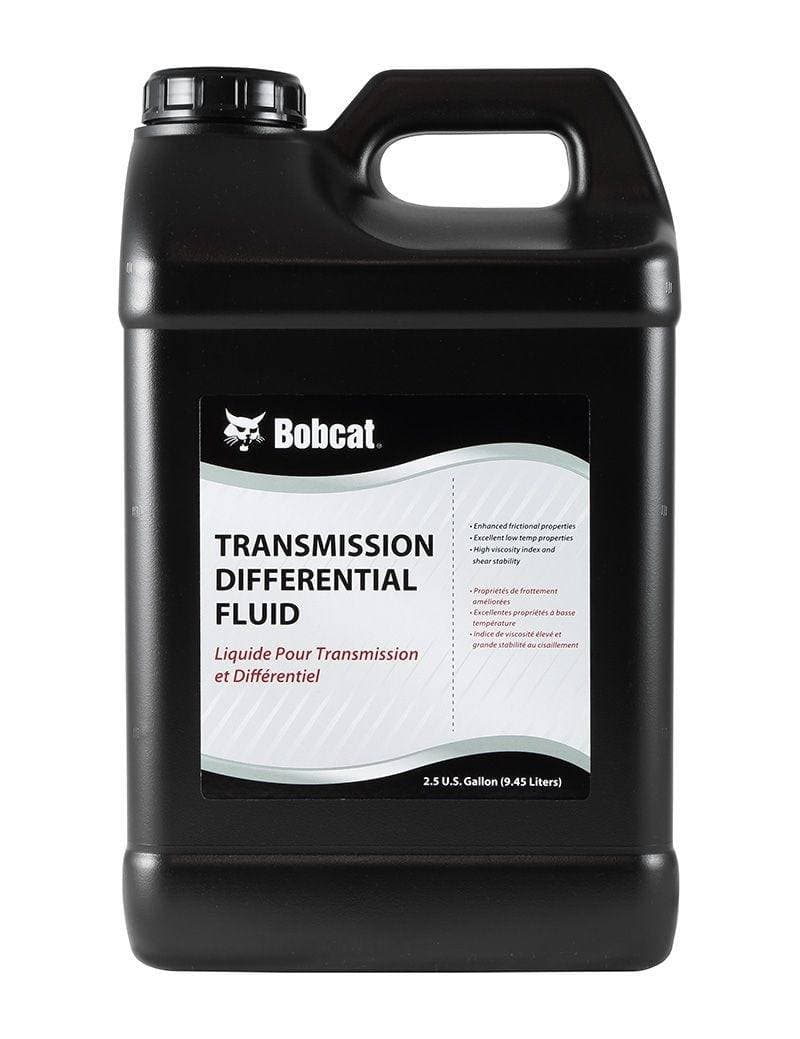 Genuine Bobcat Trans/Differential Fluid, 2.5 Gallons, 6988099 shown in a 2.5 gallon bottle showing the front label.