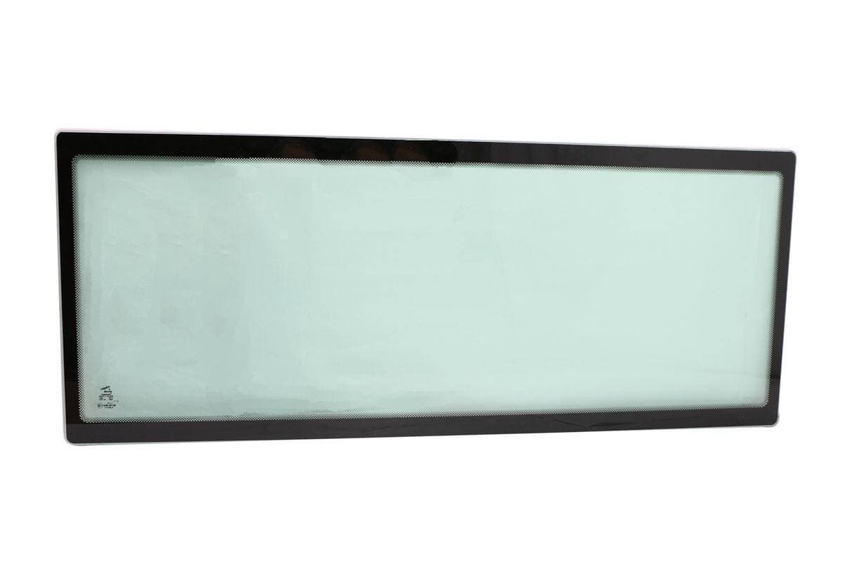 Genuine Bobcat Glass 7116156 showing rectangular shaped safety glass for Toolcat rear window.
