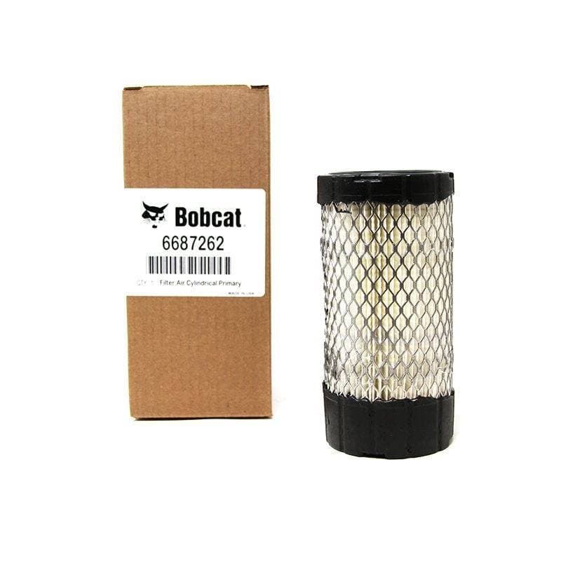 Genuine Bobcat outer air filter 6687262 shown with packaging.